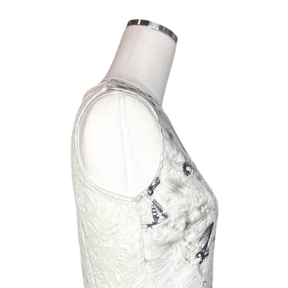 Surreal Butterfly City Print Fit & Flare Mini Dress Medium Jacquard Textured Art - Picture 8 of 16